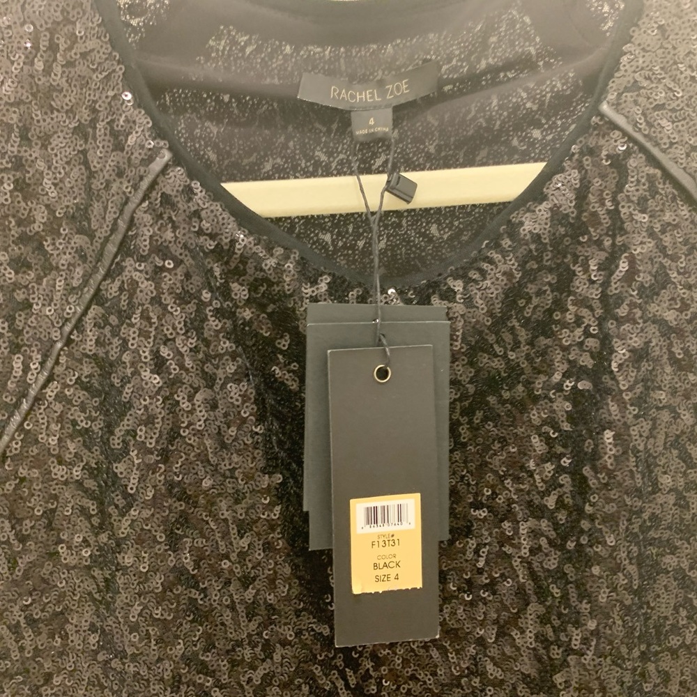 *BNWT*RACHEL ZOE-BLACK SEQUIN/SPARKLY RAGLAN DRESSY FANCY GOING OUT SHIRT/TOP 4 - Picture 6 of 12